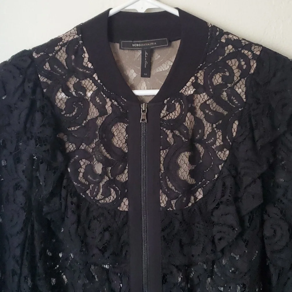 BCBGMaxAzria Lace Bomber Jacket XS - Picture 2 of 4